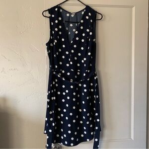 Navy Polka Dot Sleeveless Dress